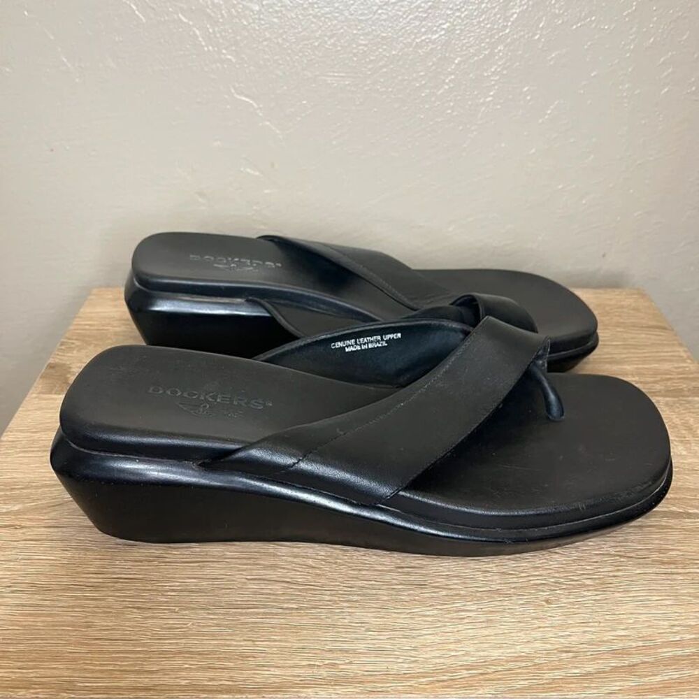Dockers platform flip flop sandals square toe wedge women’s size 10 Y2K